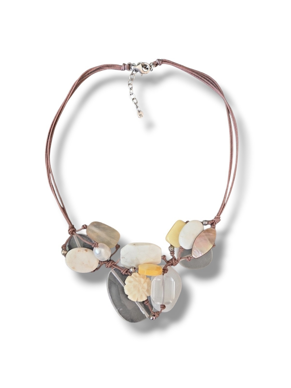 Silpada N2201 Multi-Stone Necklace in Beige, Cream, Yellow + Clear